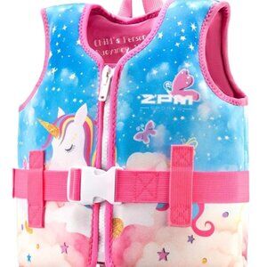 2PM SPORTS- Kids Swim/Life Vest for 20-50 lbs. Adjustable Safety Straps- Unicorn